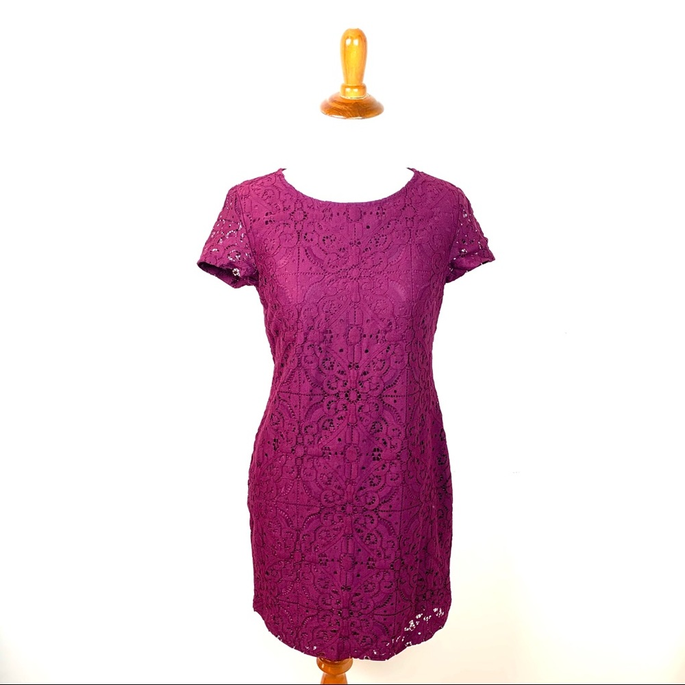 Banana Republic Maroon Lace Shift Dress